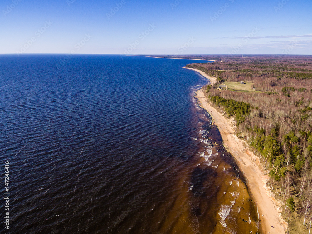 drone image. aerial view of baltic beach area