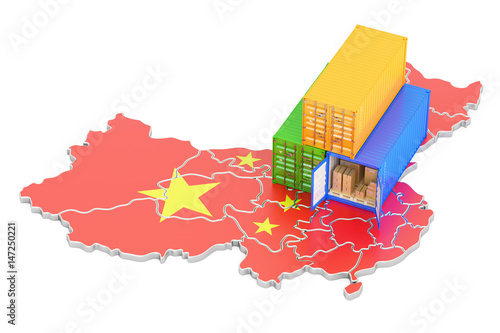 Canvas Print Cargo Shipping and Delivery from China concept, 3D rendering