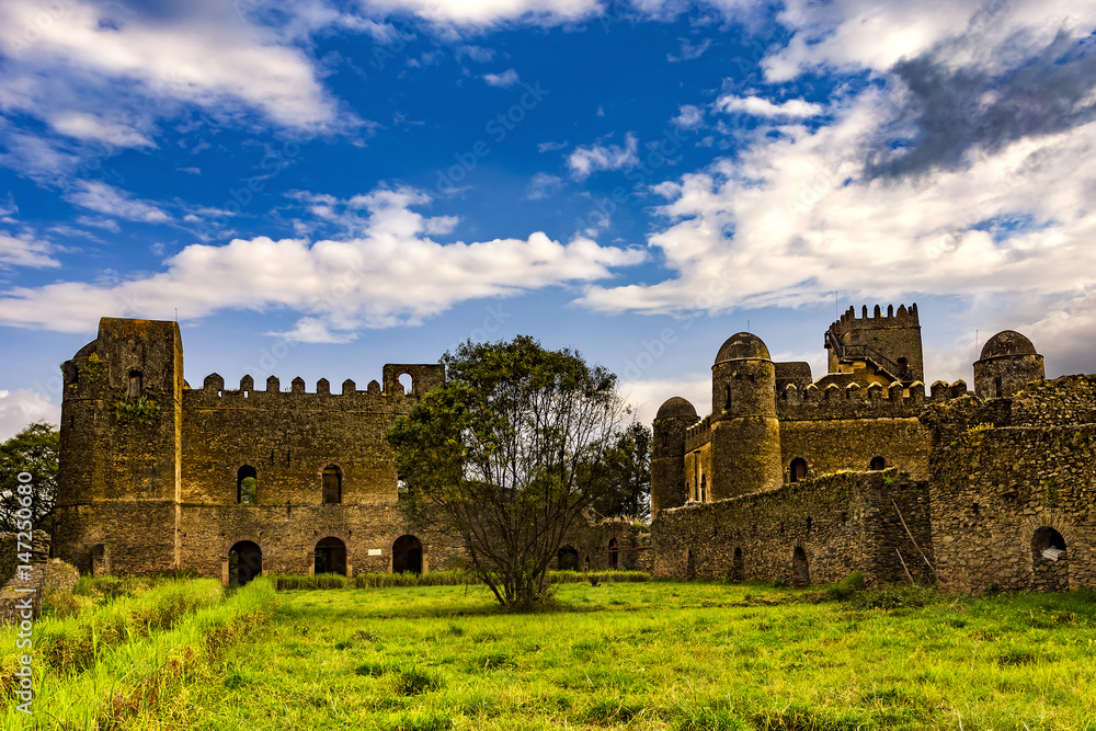 Ethiopia, Gondar (Gonder). Royal Enclosure (Fasil Ghebbi) - Palace of Iyasu I and Fasilides castle (Fasil Gemb). Royal Enclosure is on UNESCO World Heritage List