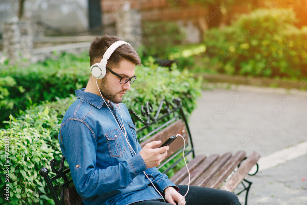 Fototapeta premium guy with headphones