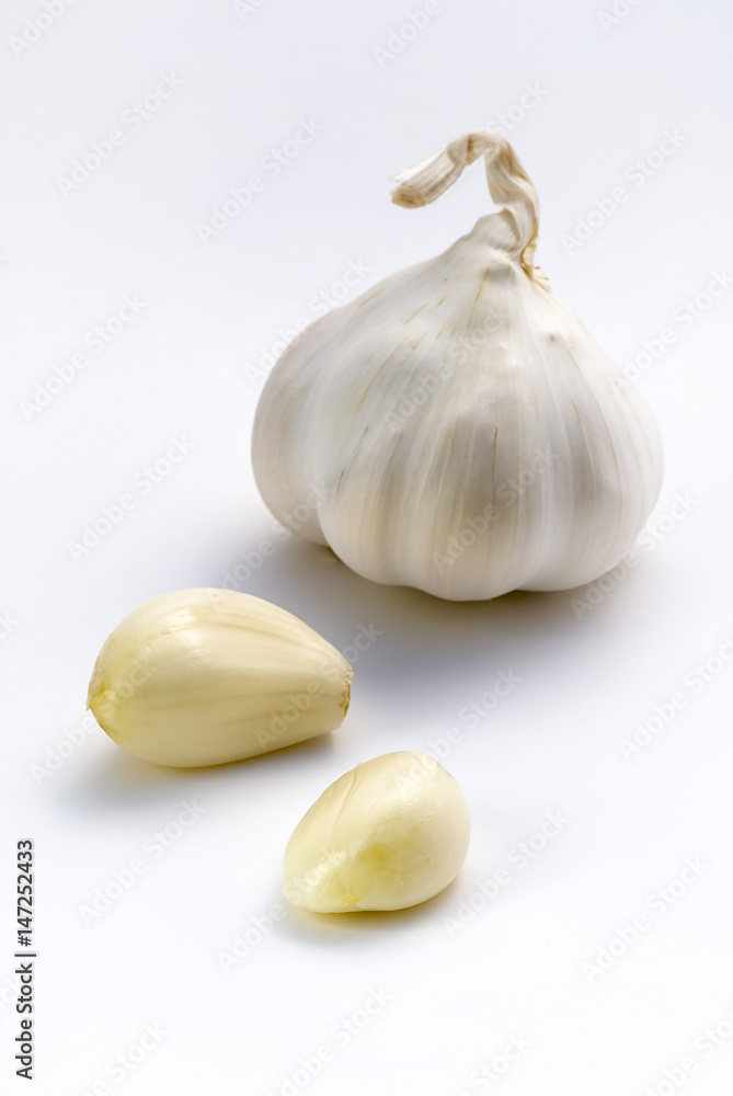 Garlic (Allium sativum) isolated on white background