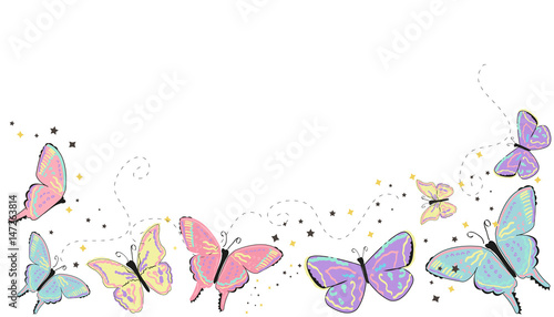 Fototapeta Colorful butterflies abstract spring background