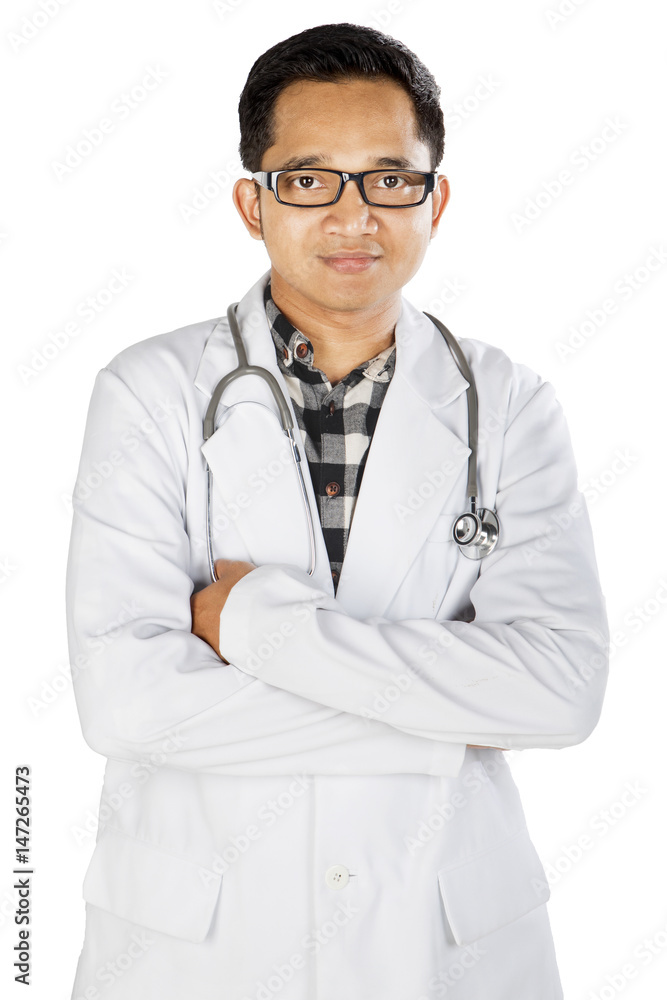 Confident male doctor on studio Confident male doctor on studio