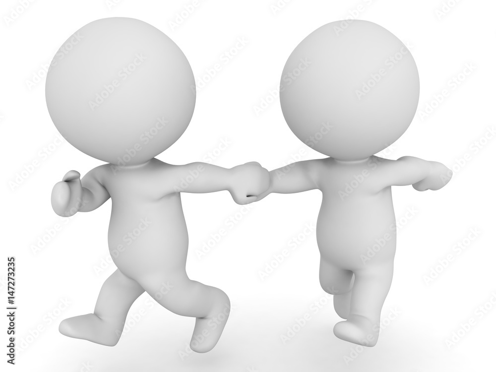 3D Two 3D Characters running and holding hands - zoomed out 3D Two 3D Characters running and holding hands - zoomed out