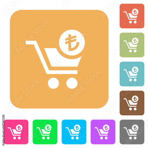 Checkout with Lira cart rounded square flat icons