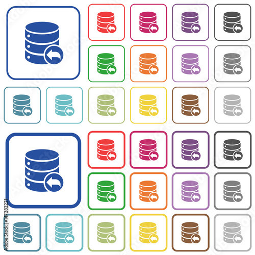 Database transaction rollback outlined flat color icons