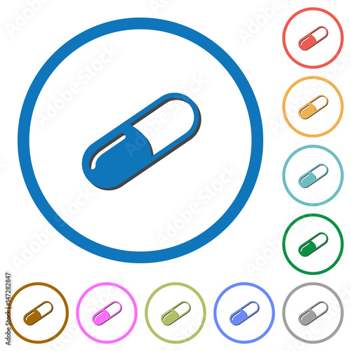 Pill icons with shadows and outlines