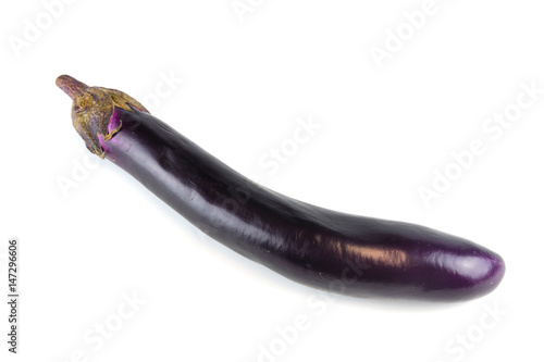 single eggplant on white background