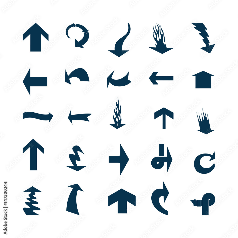 Vector illustration of black arrow icons. Vector illustration of black arrow icons.