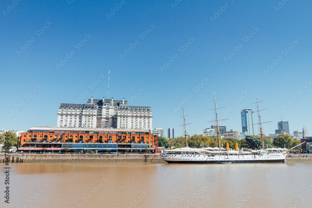 Frigate president Sarmiento moored in Puerto Madero, Buenos Aires, Argentina