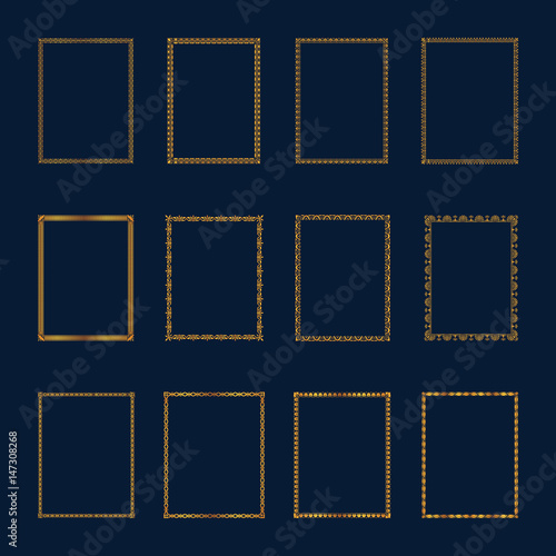 Set of Luxury golden frames and borders set. Set golden frames template elegant ornament lines.for Restaurant, Royalty, Boutique, Hotel, Heraldic, Jewelry, Fashion and other vector illustration