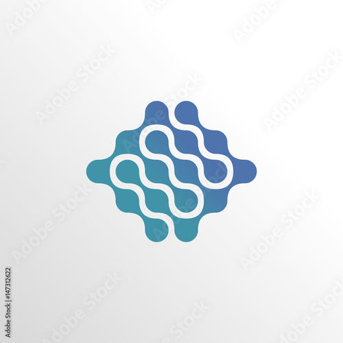 monogram letter mw molecular logo icon