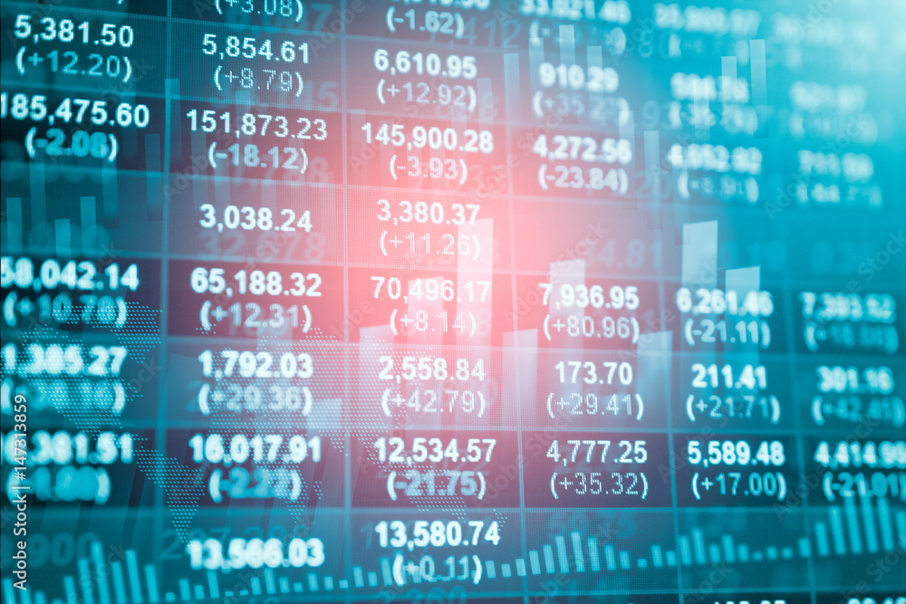 Stock data indicator analysis on financial market trade chart on LED. Concept Stock data trade. Digital financial trade analysis background. Double exposure style Stock data indicator analysis on financial market trade chart on LED. Concept Stock data trade. Digital financial trade analysis background. Double exposure style