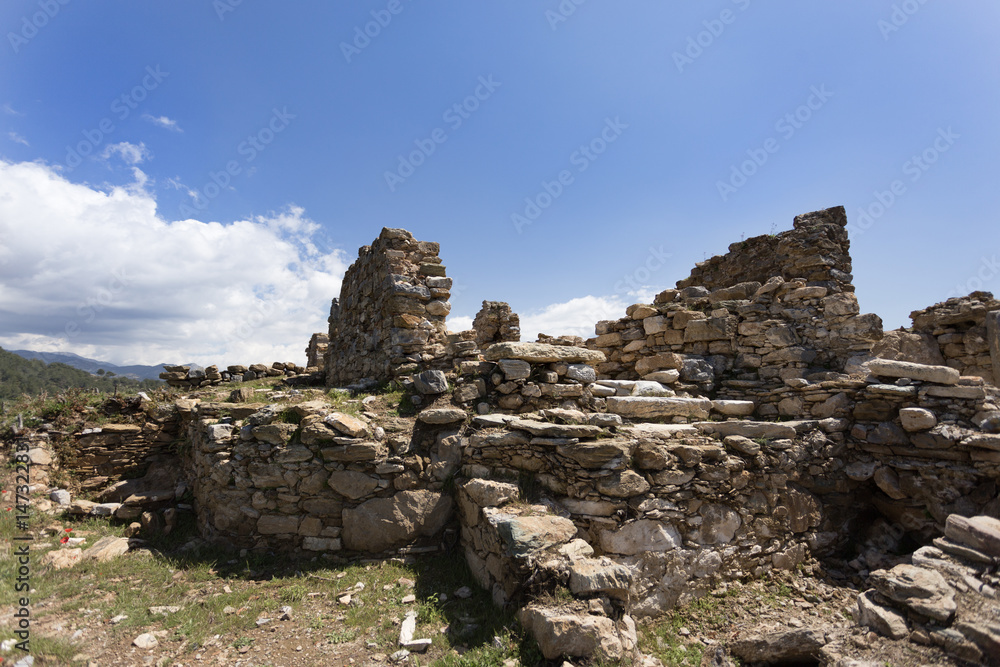 ancient half ruined walls in Antiochia ad Cragum