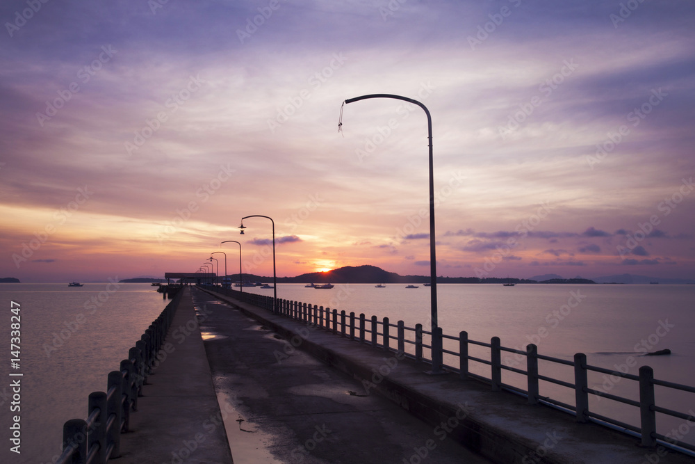 Sunset at Sriraya bridge , Lanta Island, south of Thailand