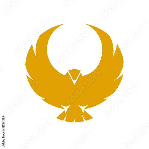 Bird of prey swooping logo or emblem.

