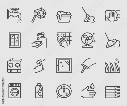 Cleaning set line icon