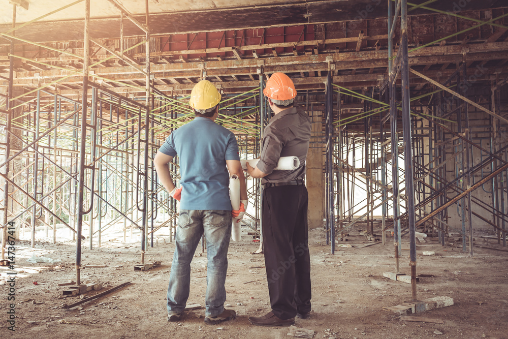 two business man construction site engineer