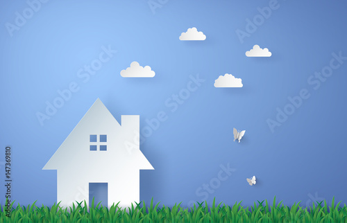Minimal Home and Sky Paper Cut