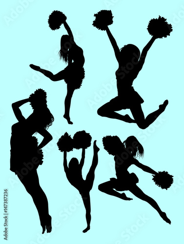 Beautiful dancer, cheerleader silhouette. Good use for symbol, logo, mascot, web icon, sign, or any design you want.