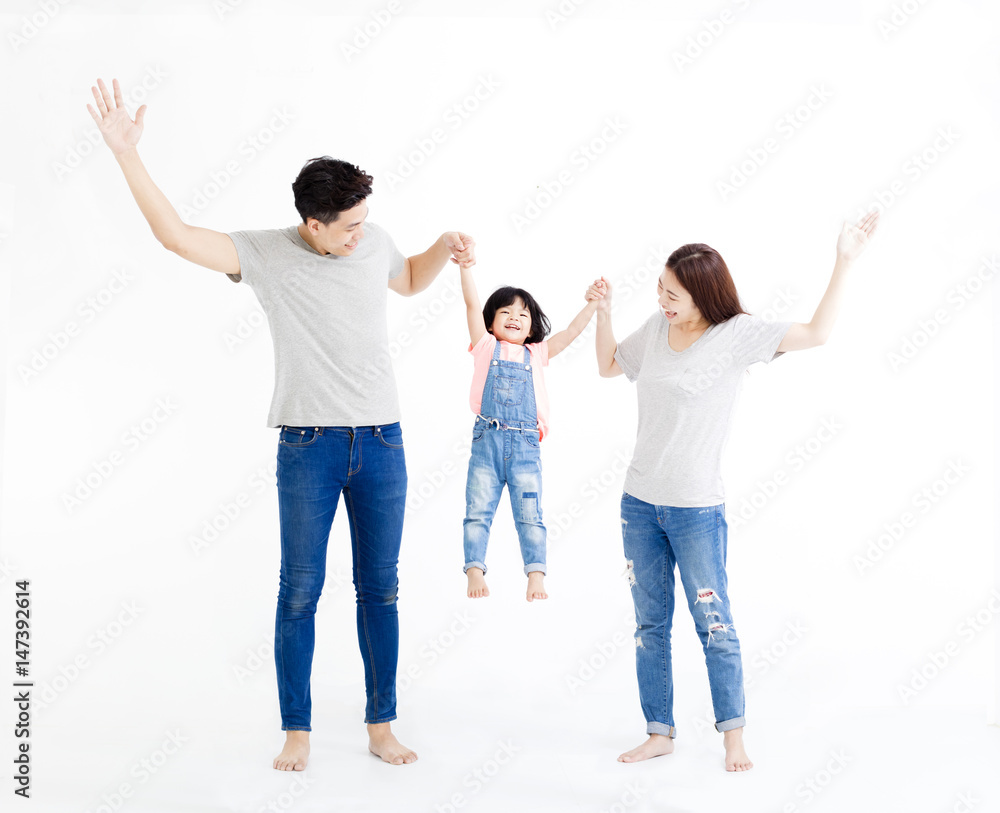 happy asian family standing together isolated on white happy asian family standing together isolated on white