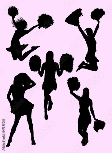 Cute dancer  cheerleader silhouette. good use for symbol  logo  web icon  mascot  sign  or any design you want.