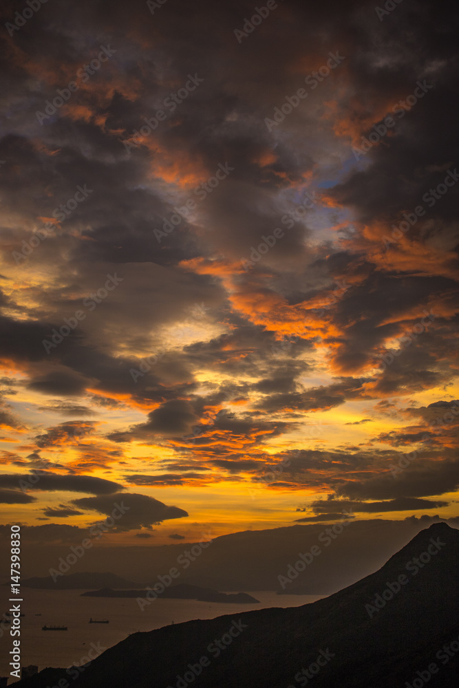 Sunset over Hong Kong Islands Sunset over Hong Kong Islands