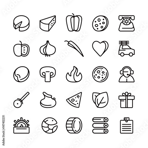 Icon set for pizzeria