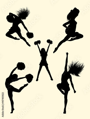 Happy dancer, cheerleader silhouette. Good use for symbol, logo, web icon, mascot, sign, or any design you want.