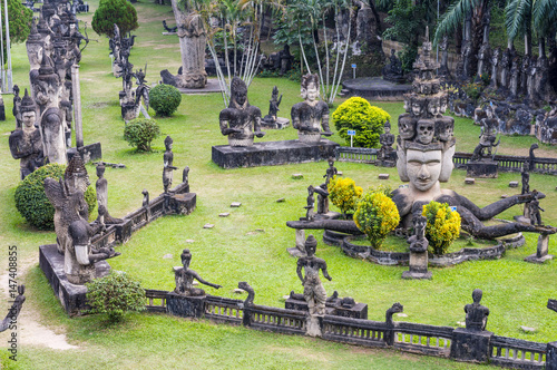 Stone sculptures in Buddha Park, Vientiane Prefecture, Laos photo