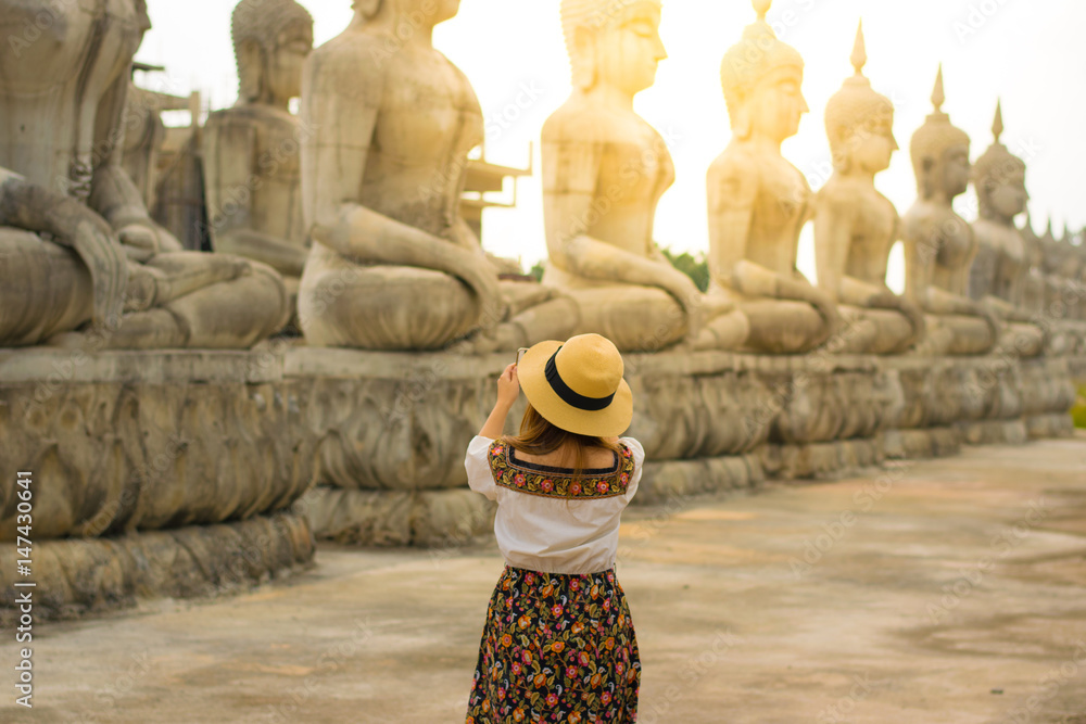 Obraz premium Travel at Wat Thung Yai (Buddhism Park) in Nakhon Sri Thammarat, Thailand.
