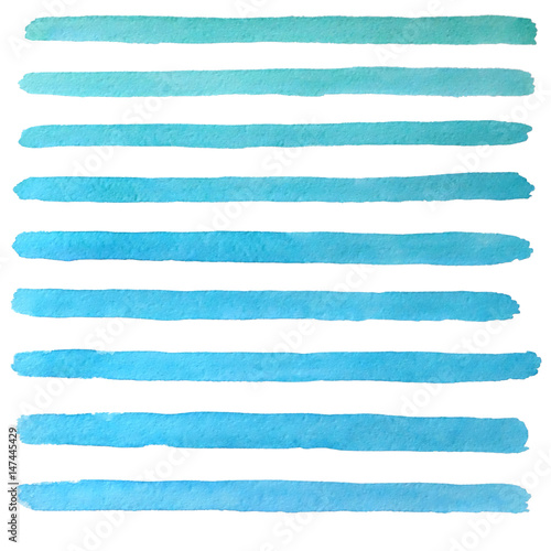 Hand drawn watercolor blue strokes isolated on the white background