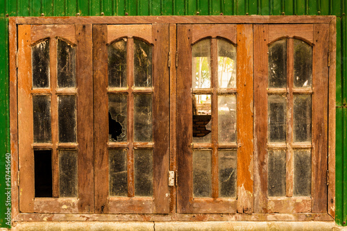 Old wooden windows and decay