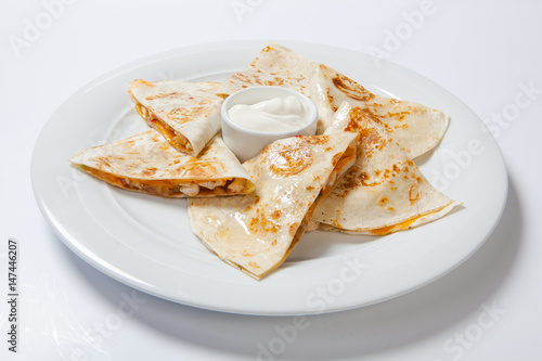 original mexican quesadilla with chicken and vegetables