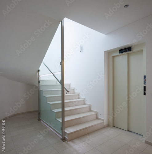 Stairs in a modern apartment, empty
