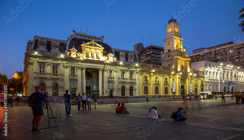 Evening view of Plaza de Armas. Santiago, Chile