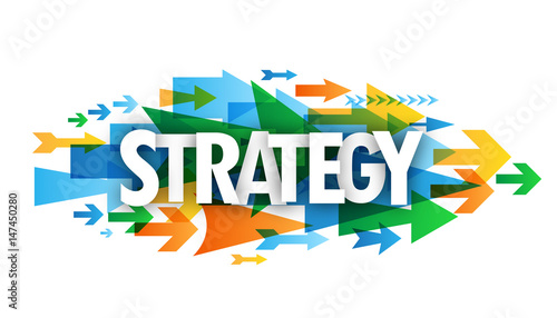 "STRATEGY" Icon with Arrows Background