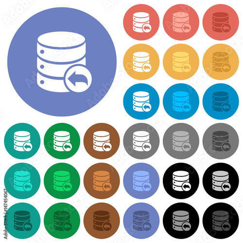 Database transaction rollback round flat multi colored icons