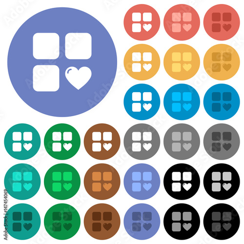 Favorite component round flat multi colored icons