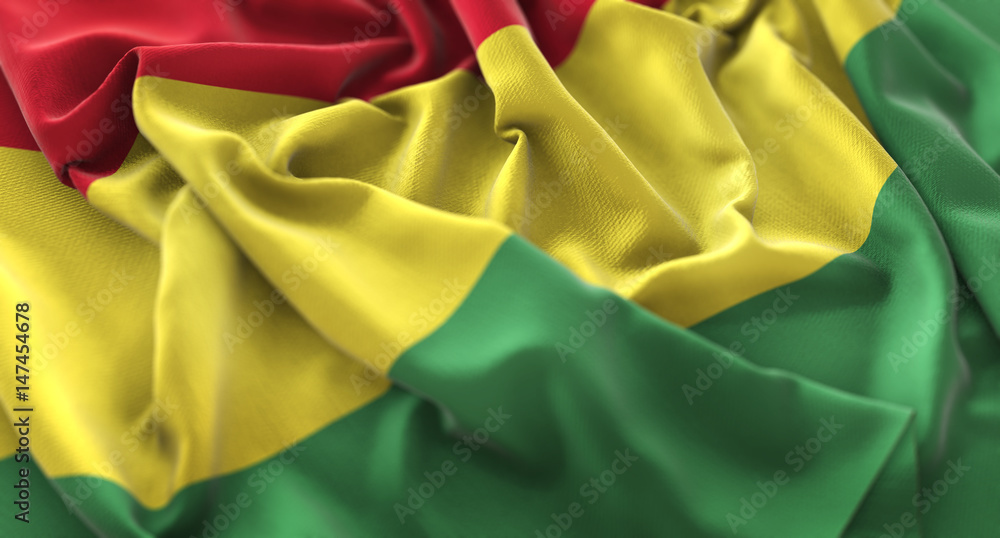 Bolivia Flag Ruffled Beautifully Waving Macro Close-Up Shot Bolivia Flag Ruffled Beautifully Waving Macro Close-Up Shot