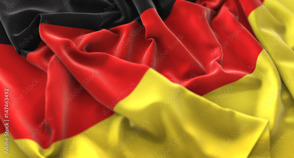 Germany Flag Ruffled Beautifully Waving Macro Close-Up Shot Germany Flag Ruffled Beautifully Waving Macro Close-Up Shot