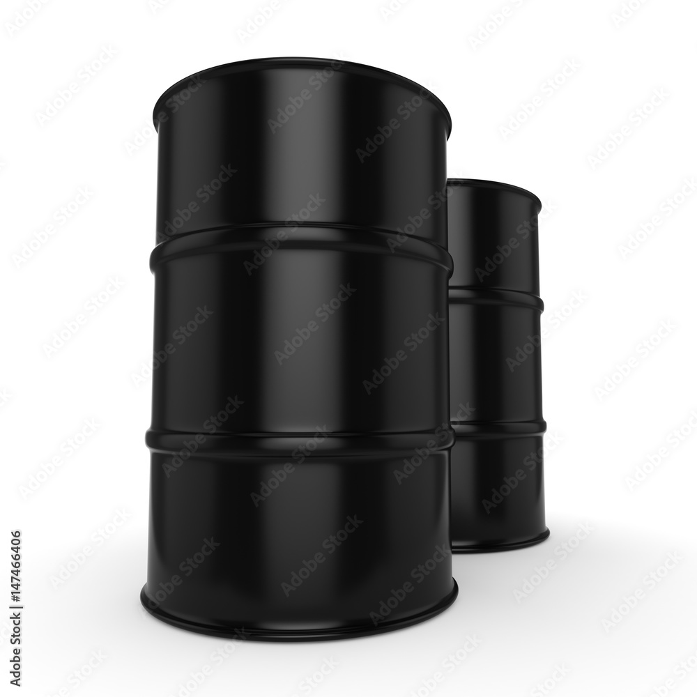 3D rendering black barrels 3D rendering black barrels