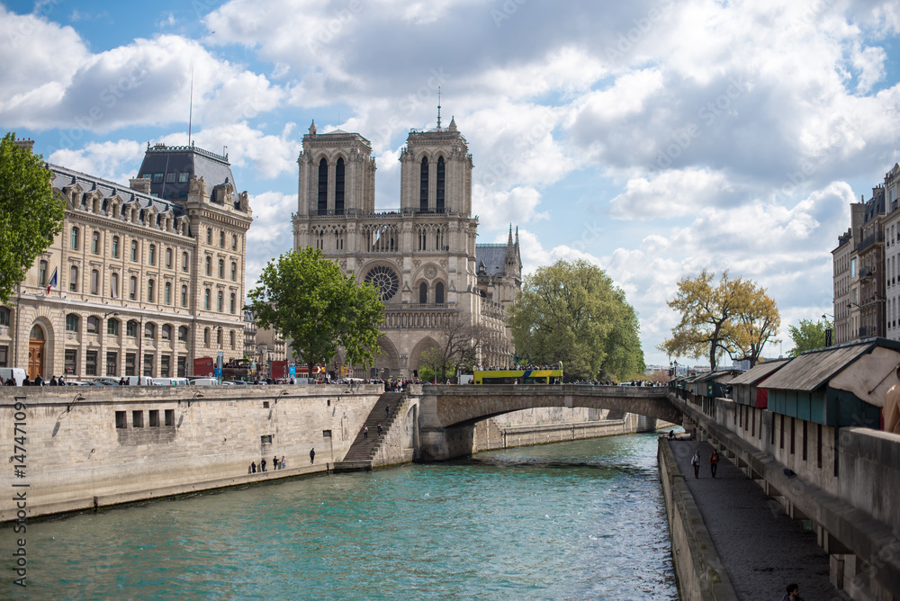  Embankment of the river Seine and Cathedral Notre Dame de Paris