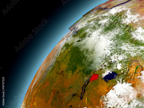 Burundi from orbit of model Earth