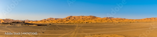 Panoramic view at the sand dunes of Erg Chebbi - Morocco