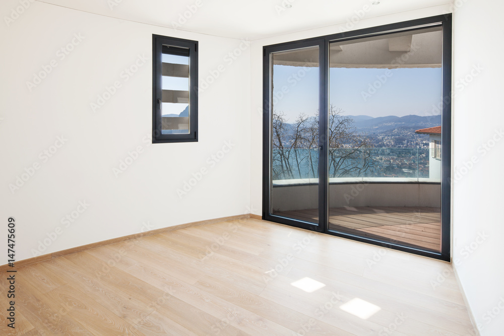 Empty room with wide window Empty room with wide window
