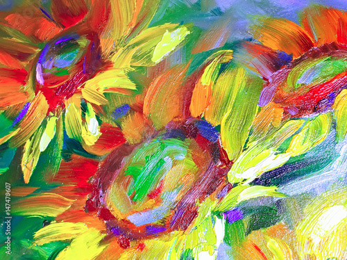 Texture oil painting, flowers, art, painted color artist,