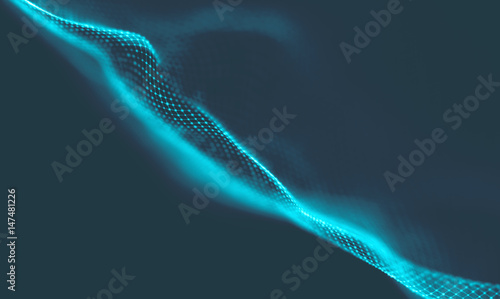 Abstract Blue Geometrical Background . Connection structure. Science background. Futuristic Technology HUD Element . onnecting dots and lines . Big data visualization and Business . © RDVector