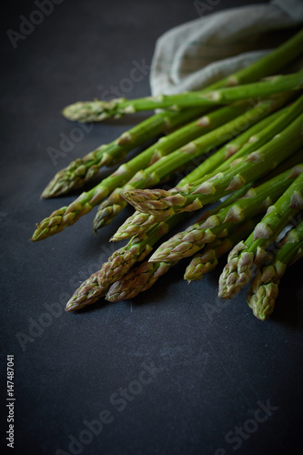 Bundle of fresh raw green asparagus spears