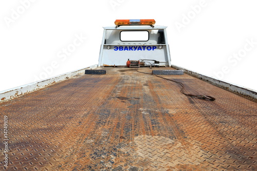 Platform of a tow truck isolated on a white background